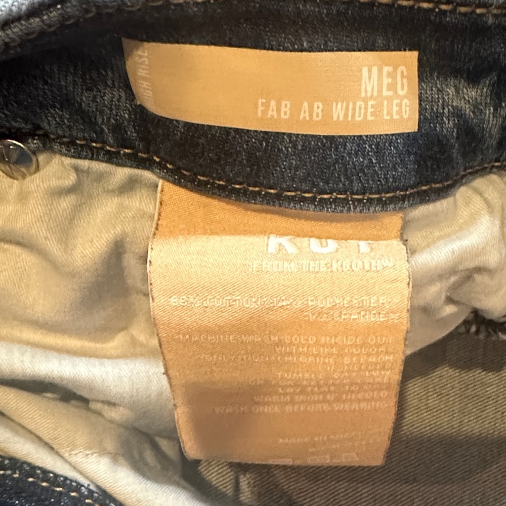 Kut from the Kloth Meg Blue Distressed Wide Leg Jeans - Picture 2 of 3